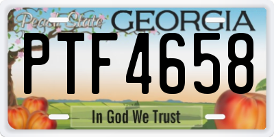 GA license plate PTF4658