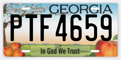 GA license plate PTF4659
