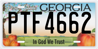 GA license plate PTF4662