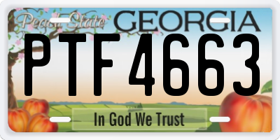 GA license plate PTF4663