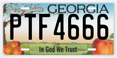 GA license plate PTF4666