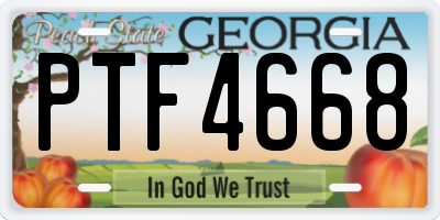GA license plate PTF4668
