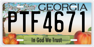 GA license plate PTF4671