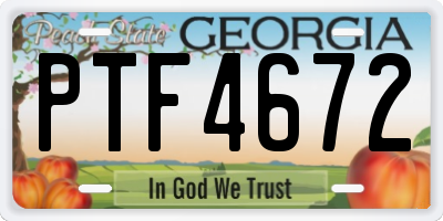 GA license plate PTF4672