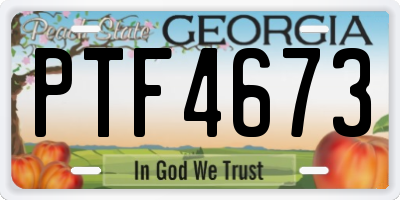GA license plate PTF4673