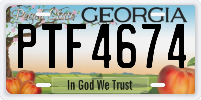 GA license plate PTF4674