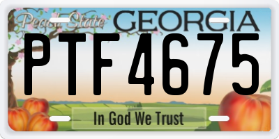 GA license plate PTF4675