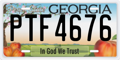 GA license plate PTF4676