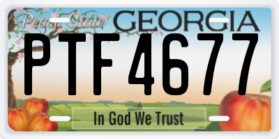 GA license plate PTF4677