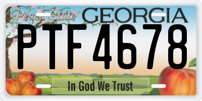 GA license plate PTF4678