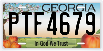 GA license plate PTF4679