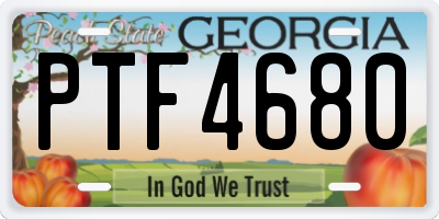 GA license plate PTF4680