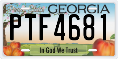 GA license plate PTF4681