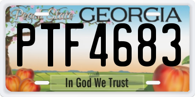 GA license plate PTF4683