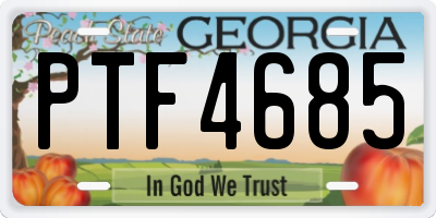 GA license plate PTF4685