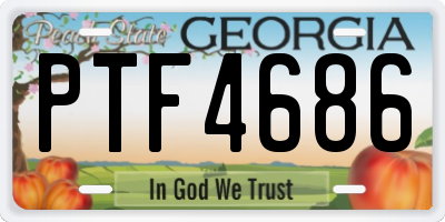 GA license plate PTF4686