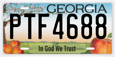 GA license plate PTF4688