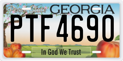 GA license plate PTF4690