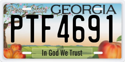 GA license plate PTF4691