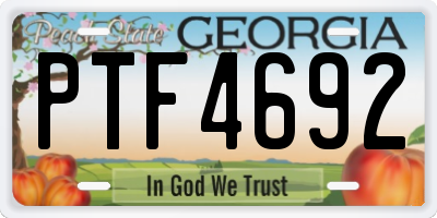 GA license plate PTF4692