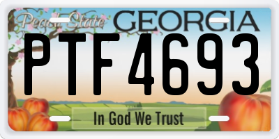 GA license plate PTF4693