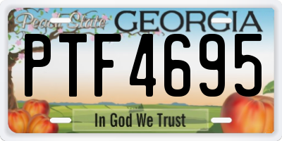 GA license plate PTF4695