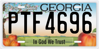 GA license plate PTF4696
