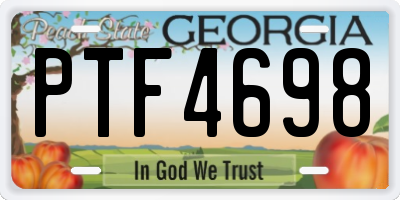 GA license plate PTF4698