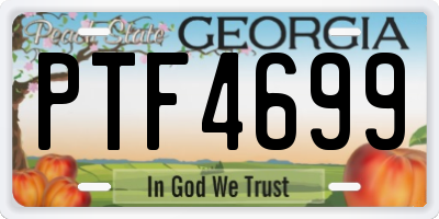 GA license plate PTF4699