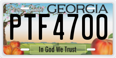 GA license plate PTF4700