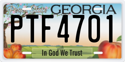 GA license plate PTF4701