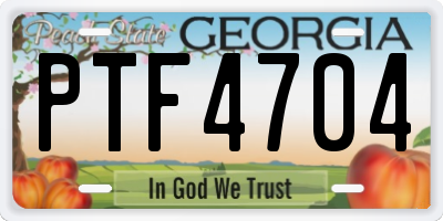 GA license plate PTF4704