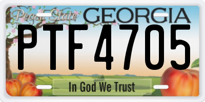 GA license plate PTF4705