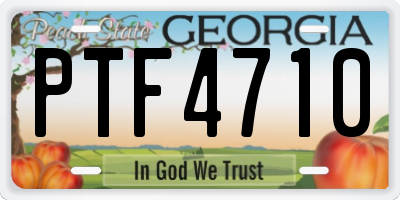 GA license plate PTF4710