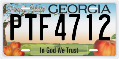 GA license plate PTF4712