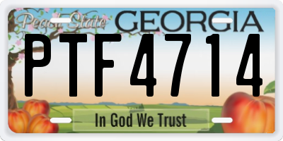 GA license plate PTF4714