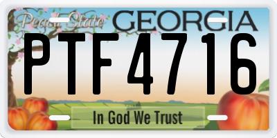 GA license plate PTF4716