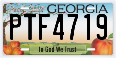 GA license plate PTF4719
