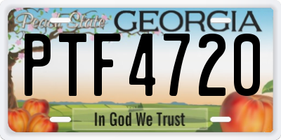 GA license plate PTF4720