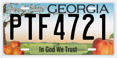 GA license plate PTF4721