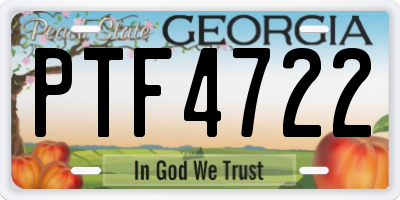 GA license plate PTF4722