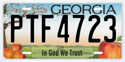 GA license plate PTF4723