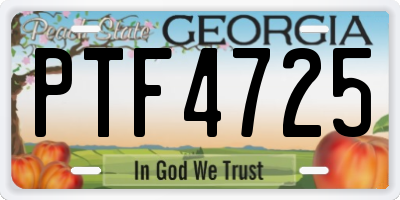 GA license plate PTF4725