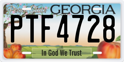 GA license plate PTF4728