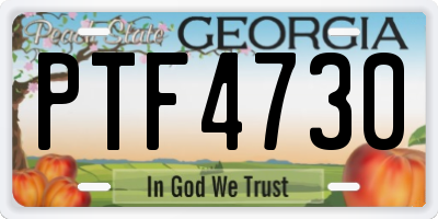 GA license plate PTF4730