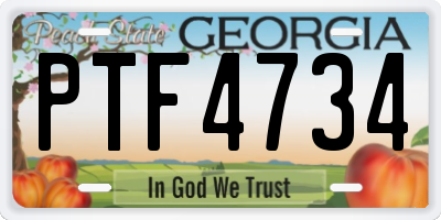 GA license plate PTF4734