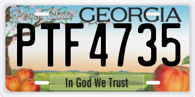 GA license plate PTF4735
