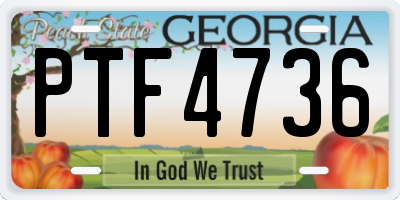 GA license plate PTF4736
