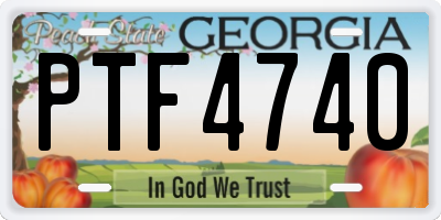 GA license plate PTF4740