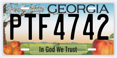 GA license plate PTF4742